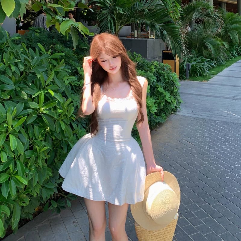【dress】ノースリーブスクエアネックミニワンピース Q8521