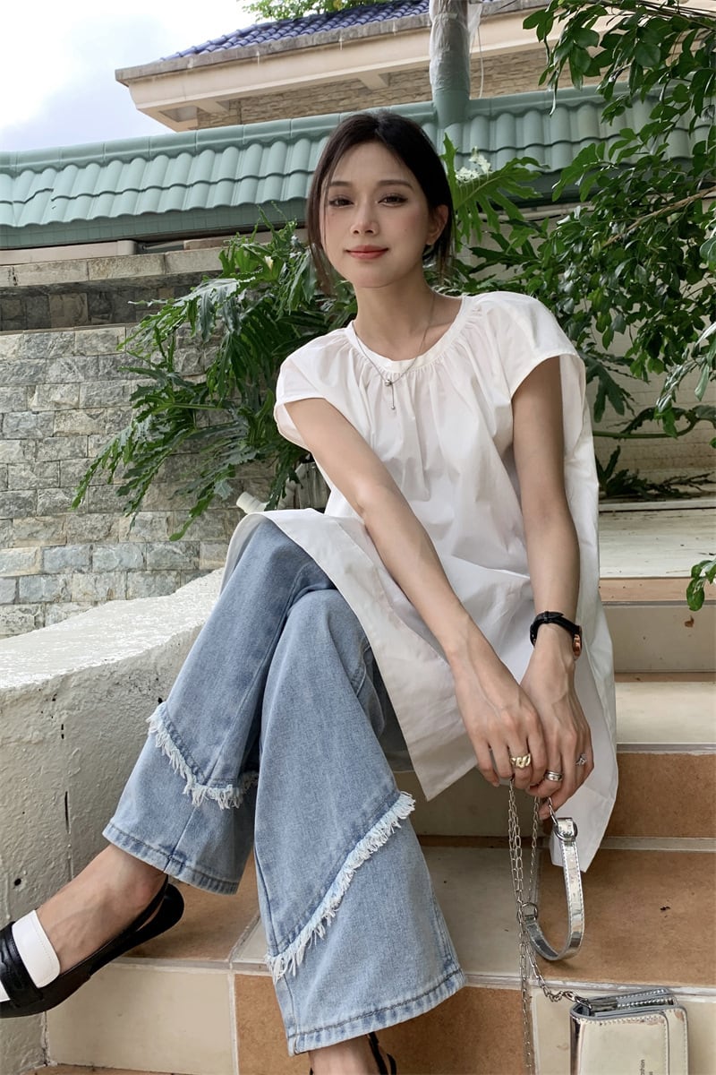 【tops】ノースリーブシャツトップス　M25114