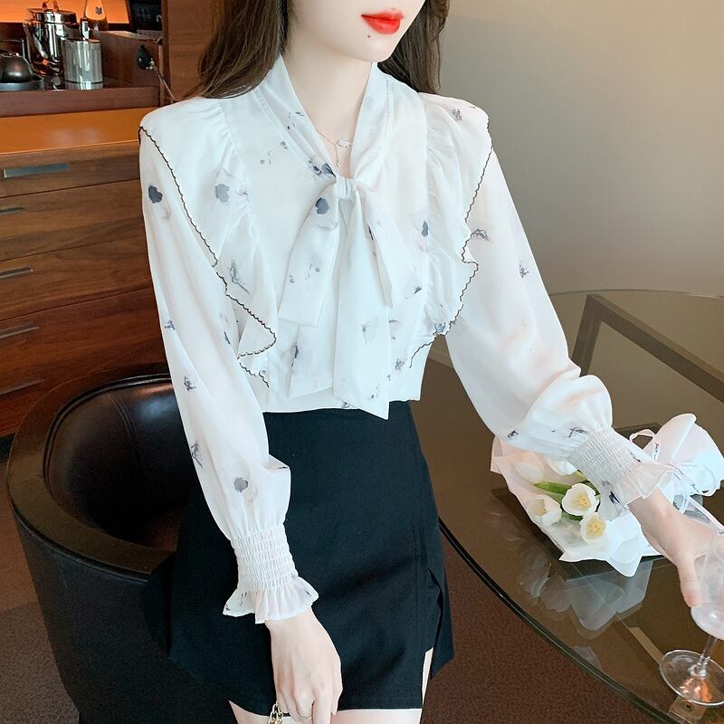 【tops】リボン付きシャツトップス　M18477