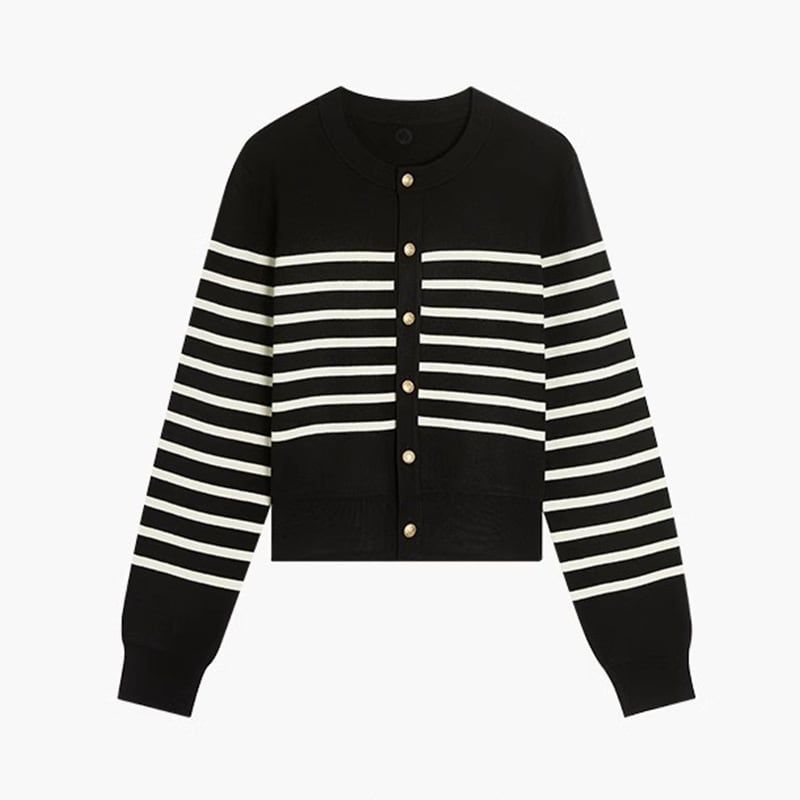 【outer】ボーダー柄ニットカーデ　M27235
