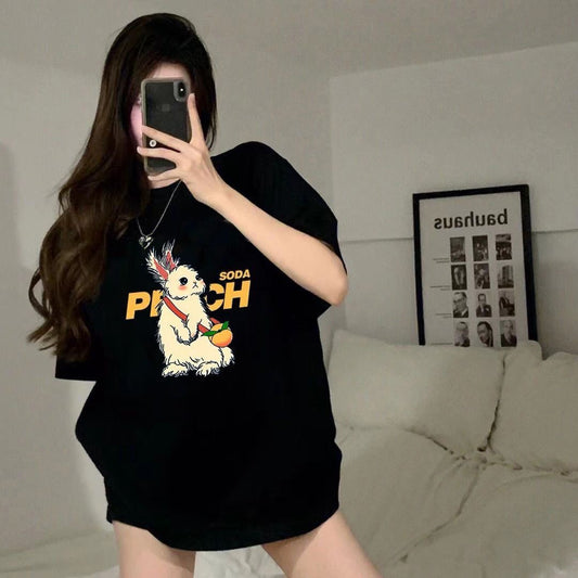 【tops】ゆったり動物柄ＴシャツF7637