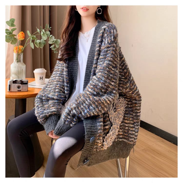 【outer】Vネックニットカーデ　M25755