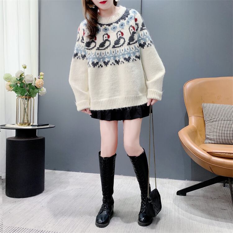 【tops】ジャカードニットセーター　M28292