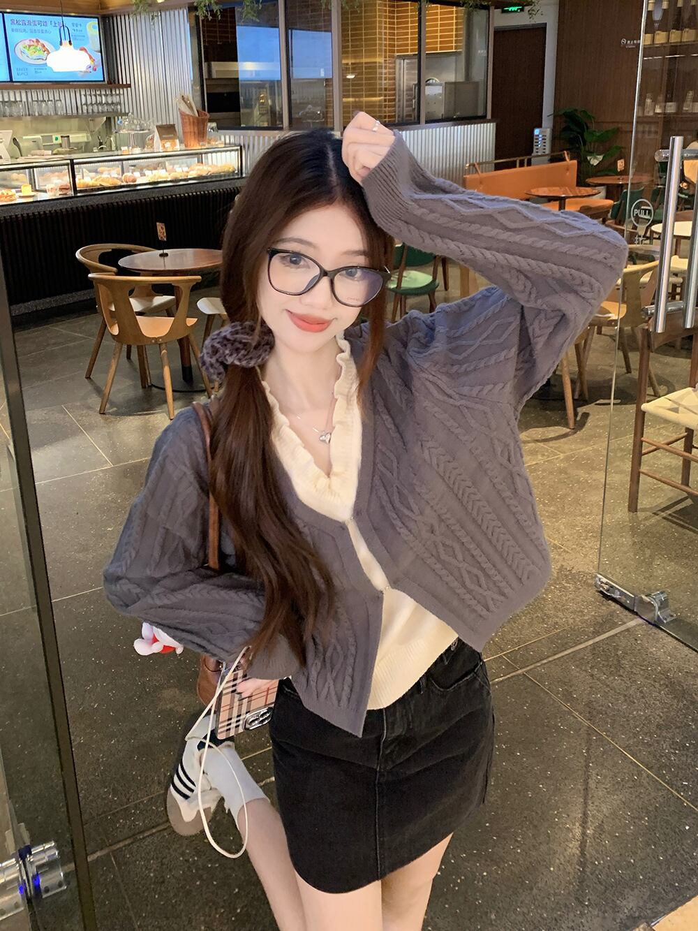 【outer】切り替えニットカーデ　M28945