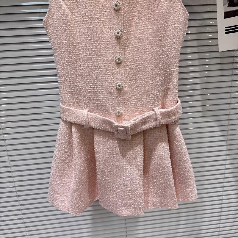 【dress】ツイードレース付きベストワンピース Q7891