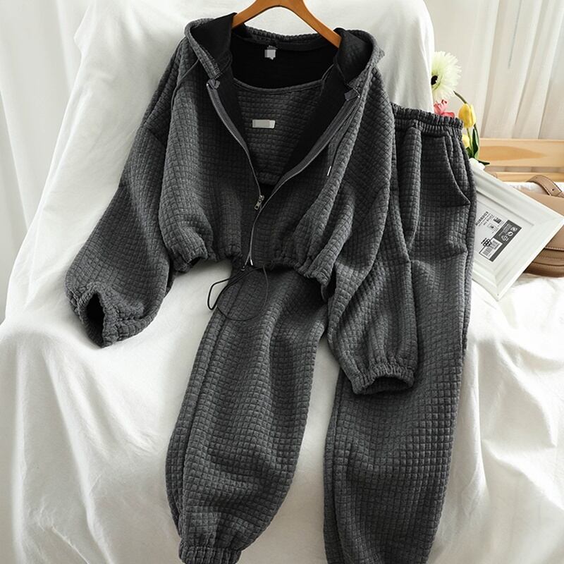 【set】韓流スタイル!気質満点カジュアルアウター+キャミソール+パンツ3点セット G2925