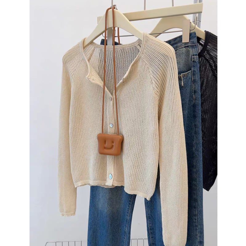 【outer】カットワークニットカーデ　M25592