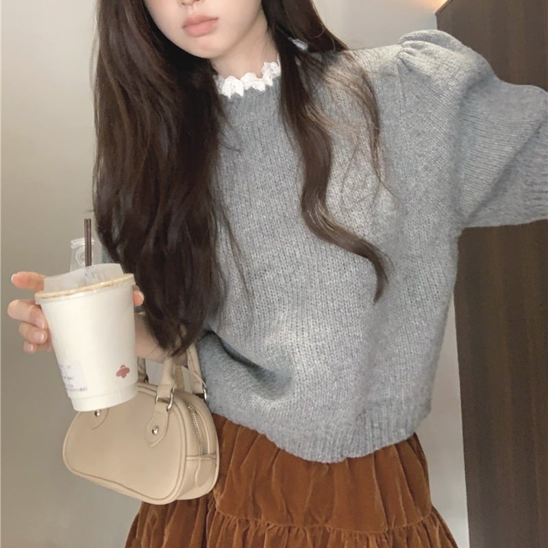 【tops】レースニットセーター　M26186