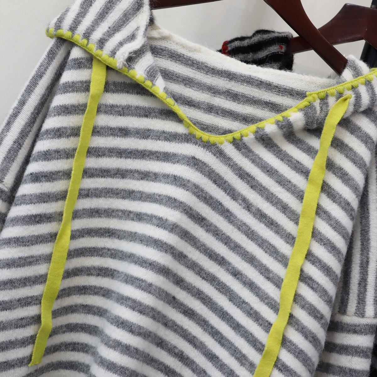 【tops】ボーダー柄ニットセーター　M28398