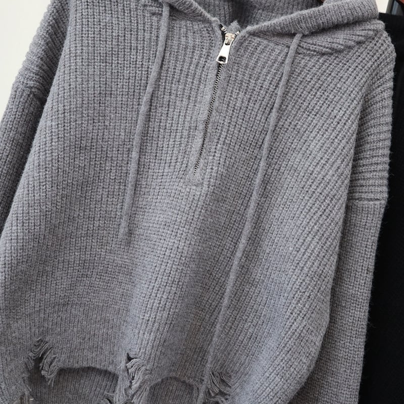 【tops】フード付きニットセーター　M27561
