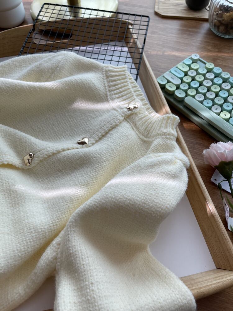 【outer】クルーネックニットカーデ　M18108
