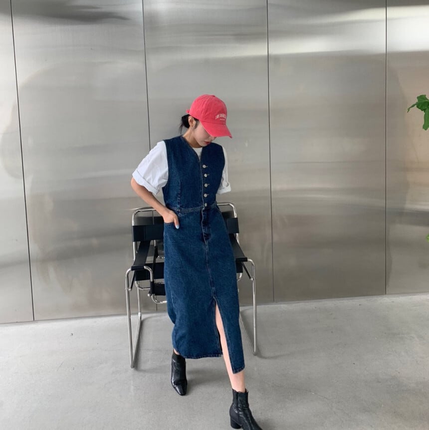 【dress】デニムベストワンピース　M23919