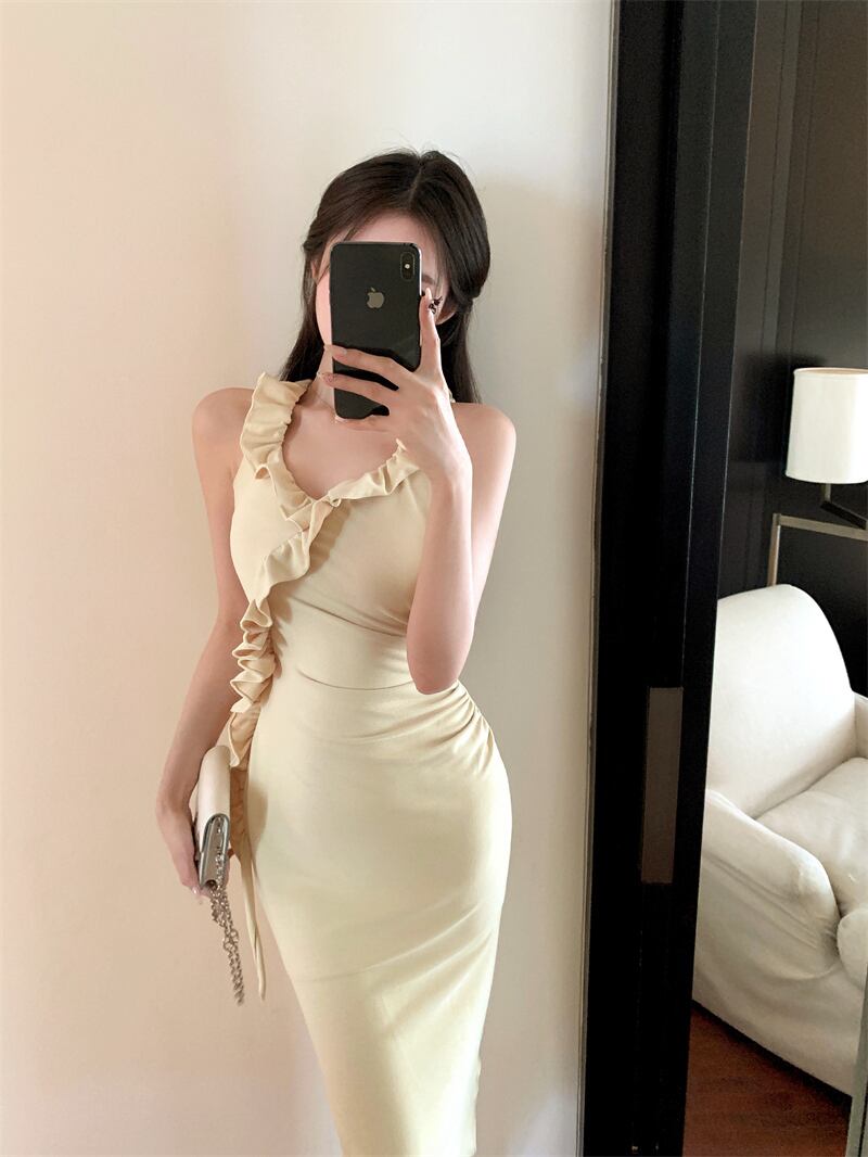 【dress】ギャザースリットワンピース G21324