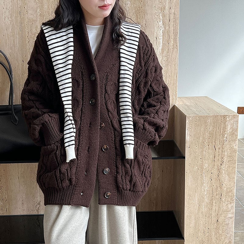 【outer】Vネックニットカーディガン Q7094