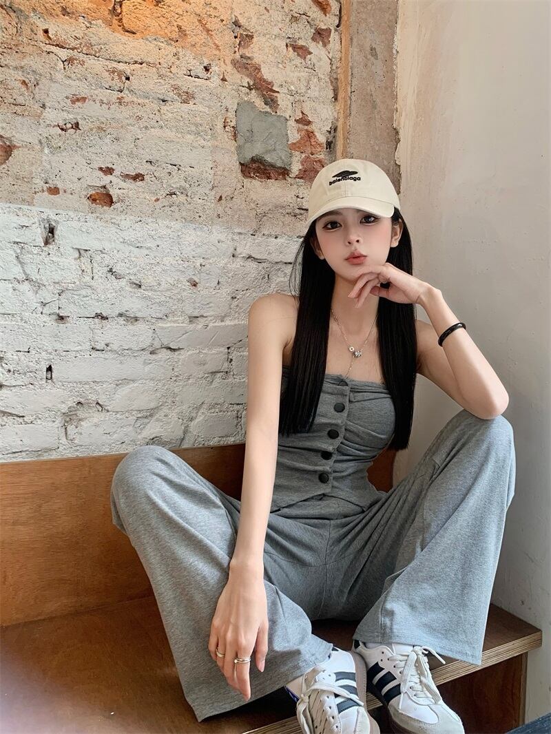 【set】ベアトップ+カジュアルパンツ２点セットG21035