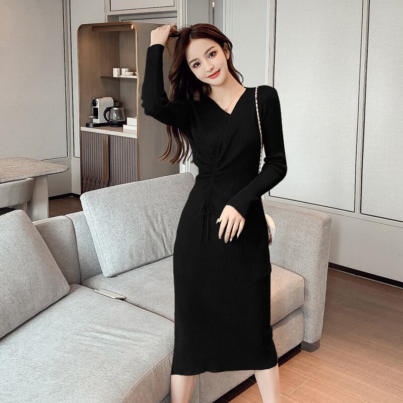 【dress】Vネックニットワンピース　M17513