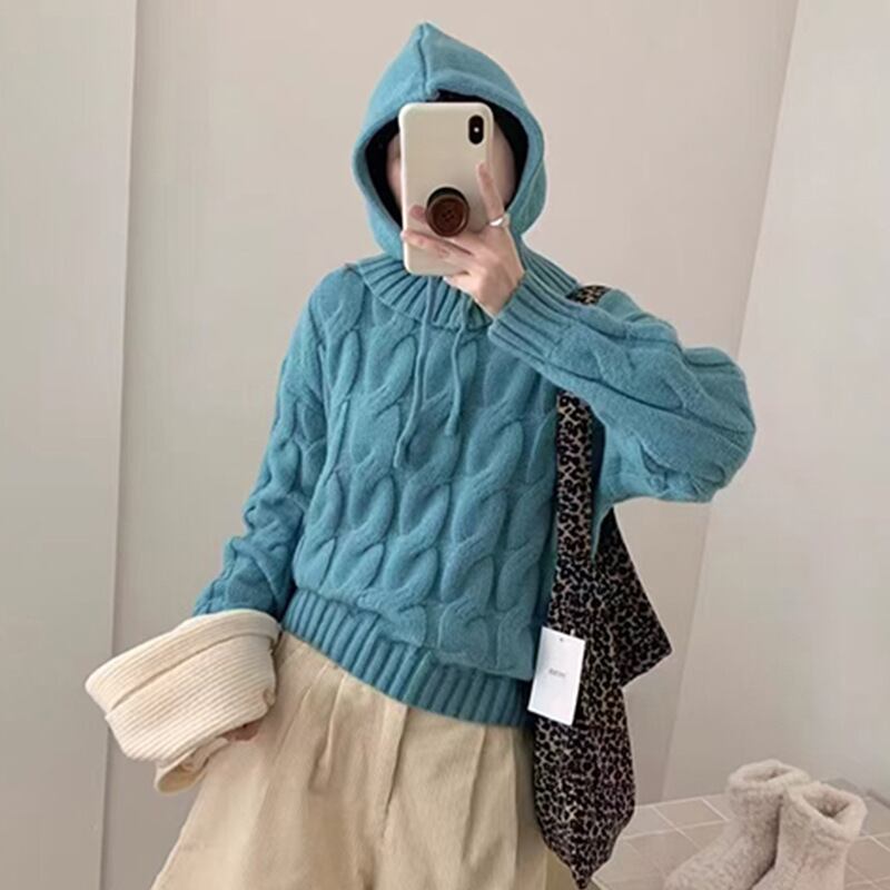 【tops】ニットセーター帽子付き　M28620