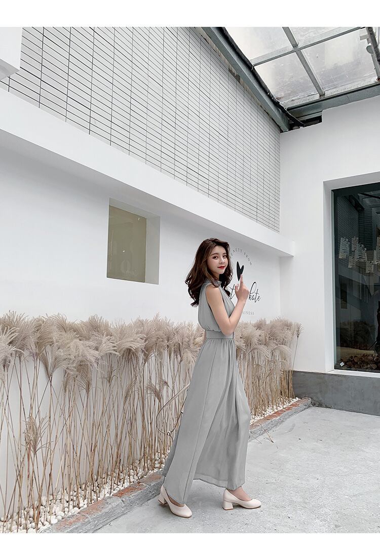 【dress】今季トレンド気質満点海旅行ギャザーウェスト絞り体型カバー無地ワンピースF0288