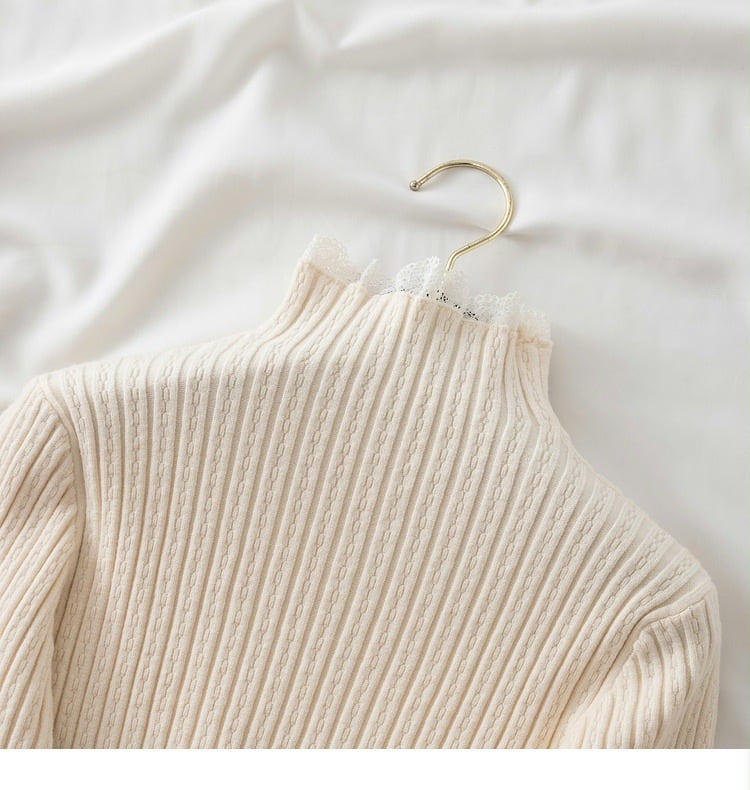 【tops】レース切り替えニットトップス　M28663