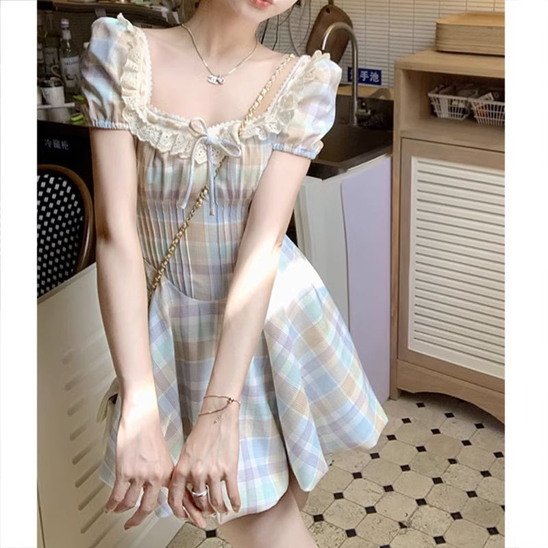 【dress】チェック柄ワンピース　M24323