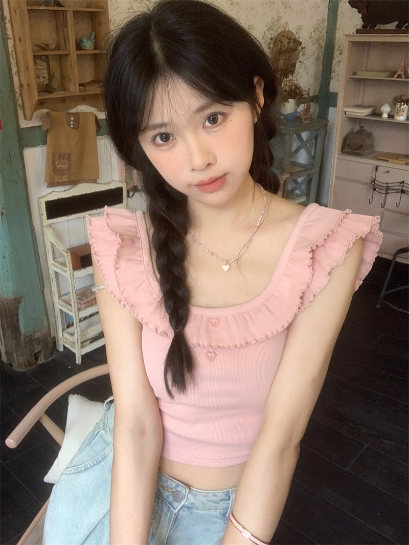 【tops】ギャザーフリルTシャツ　M25238