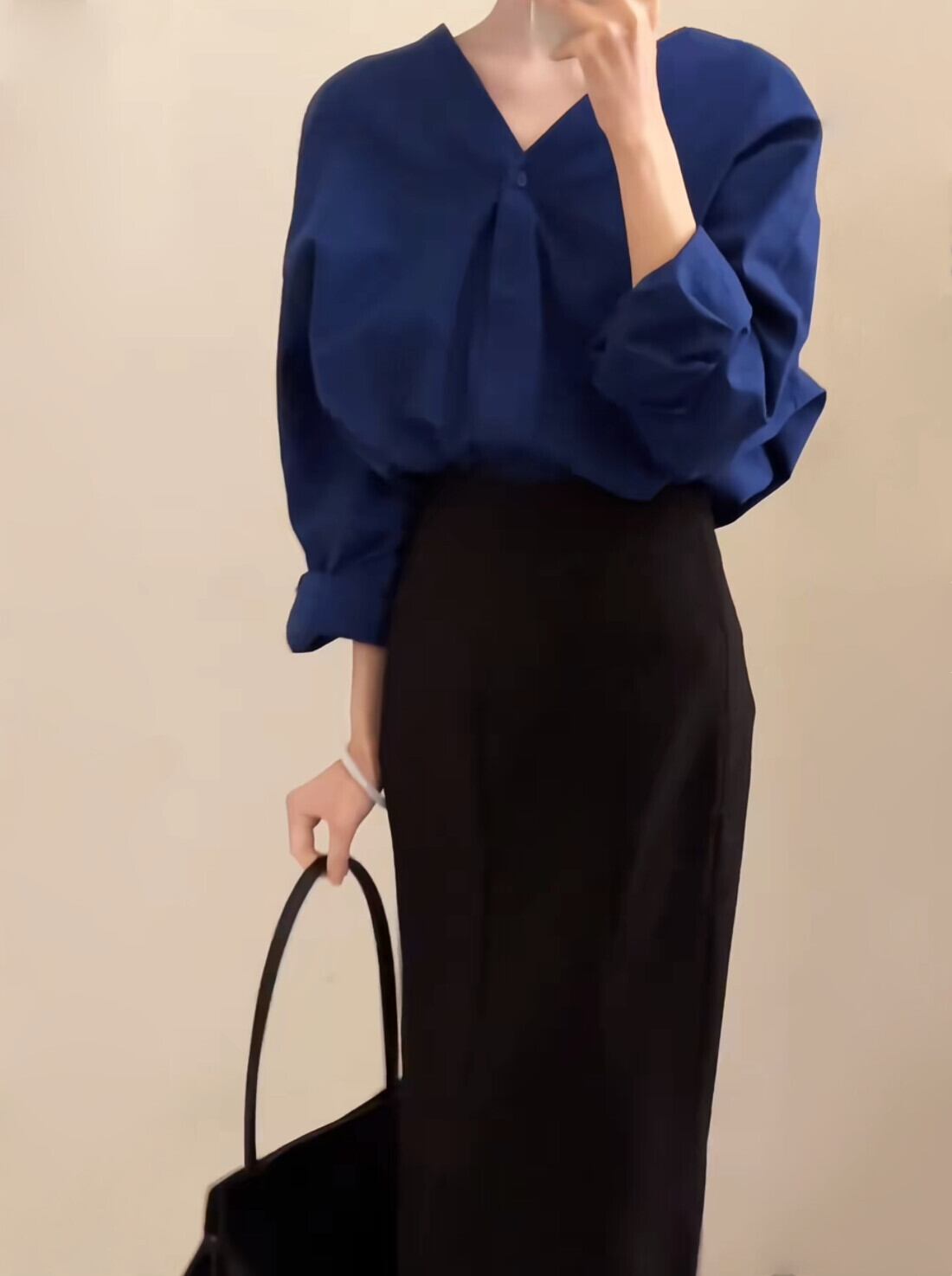 【set】Ⅴネックシャツ×ロングスカートセット     N3006