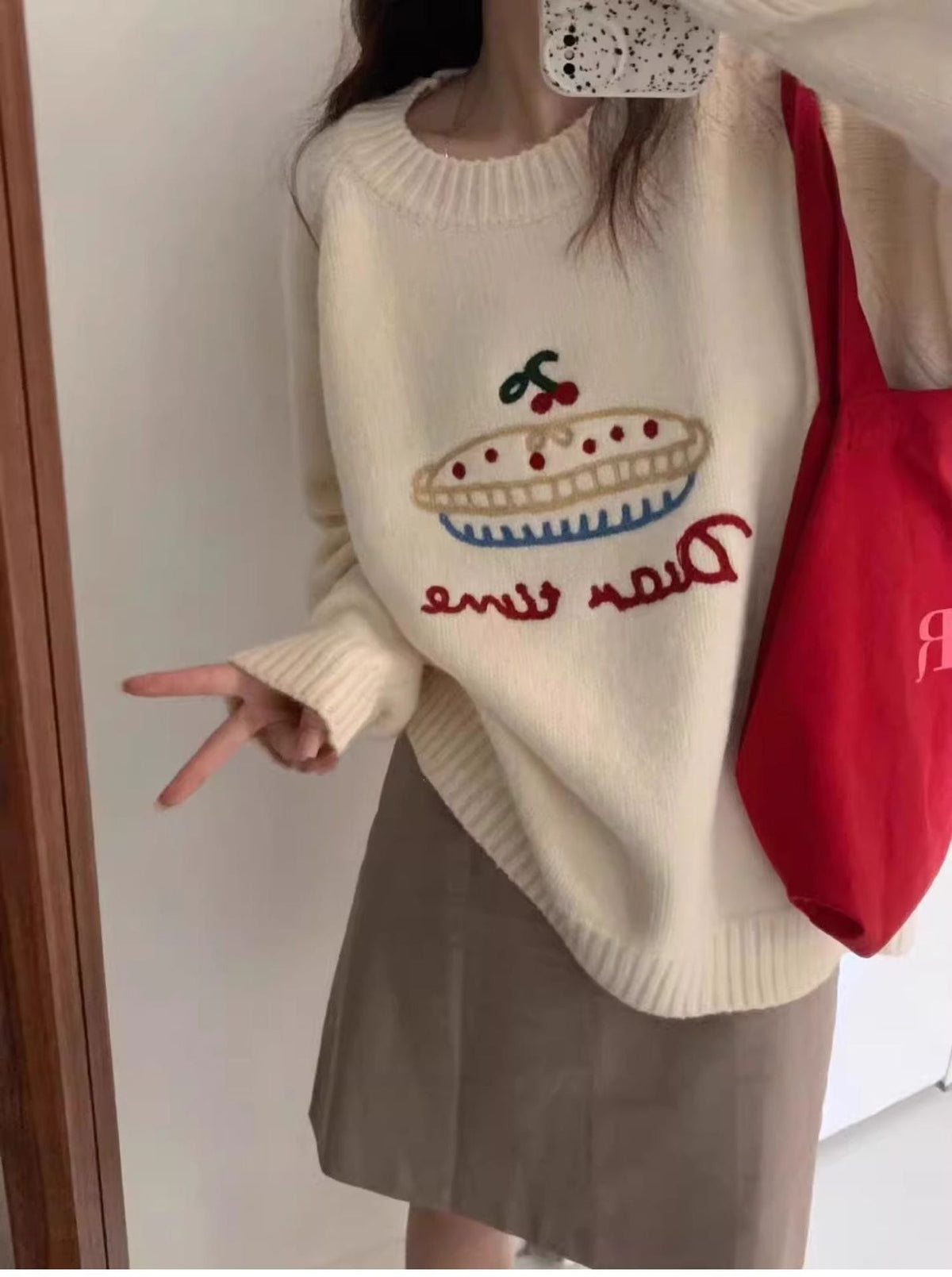 【tops】刺繍ニットセーター　M27228