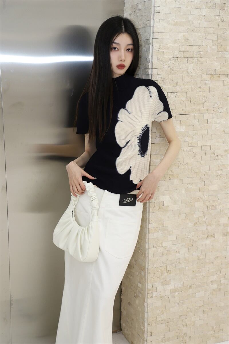 【tops】ハーフネックギャザーTシャツG20184