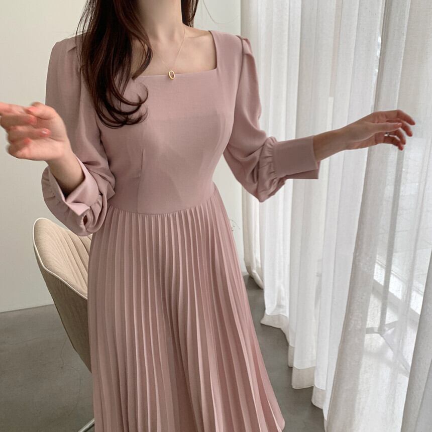 【dress】好感度UP!気質満点レトロスウィート長袖淑女着痩せレディースワンピース G1699