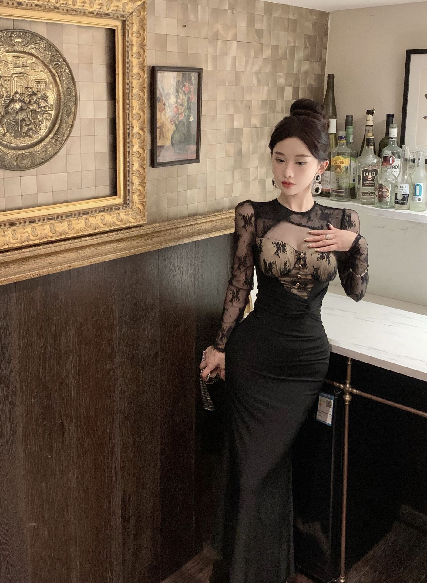 【dress】レース切り替えマーメイドワンピース G21514