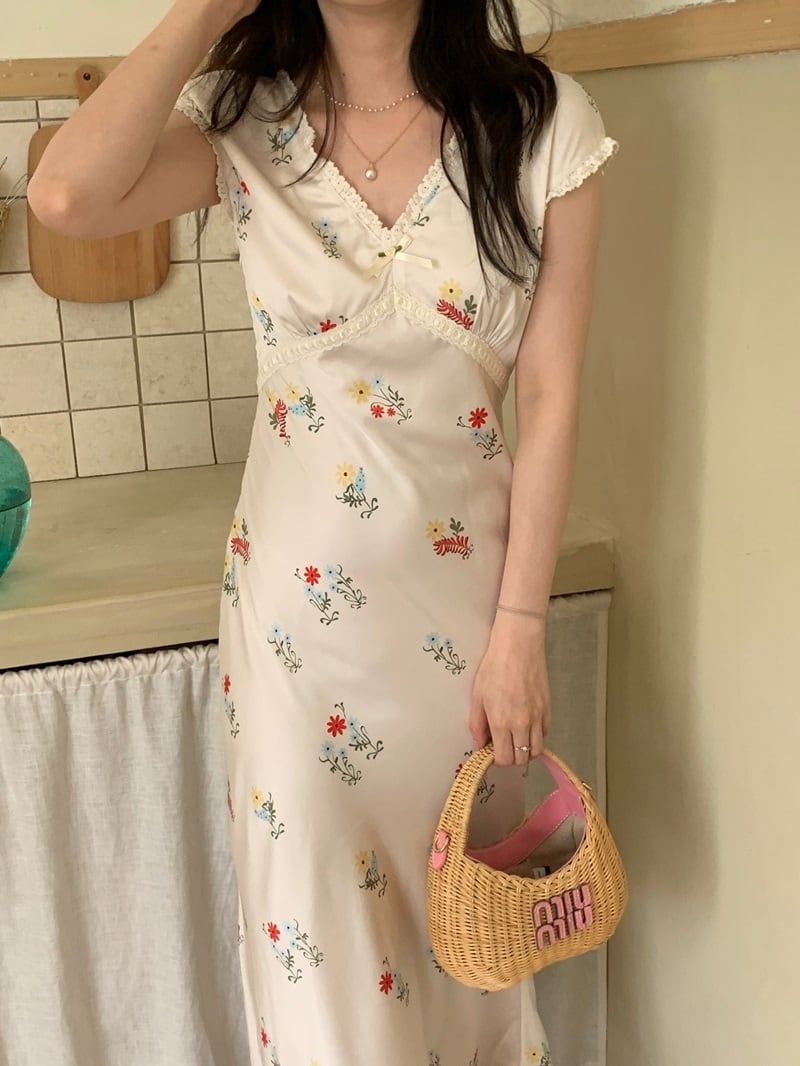 【dress】Vネックワンピース　M24468