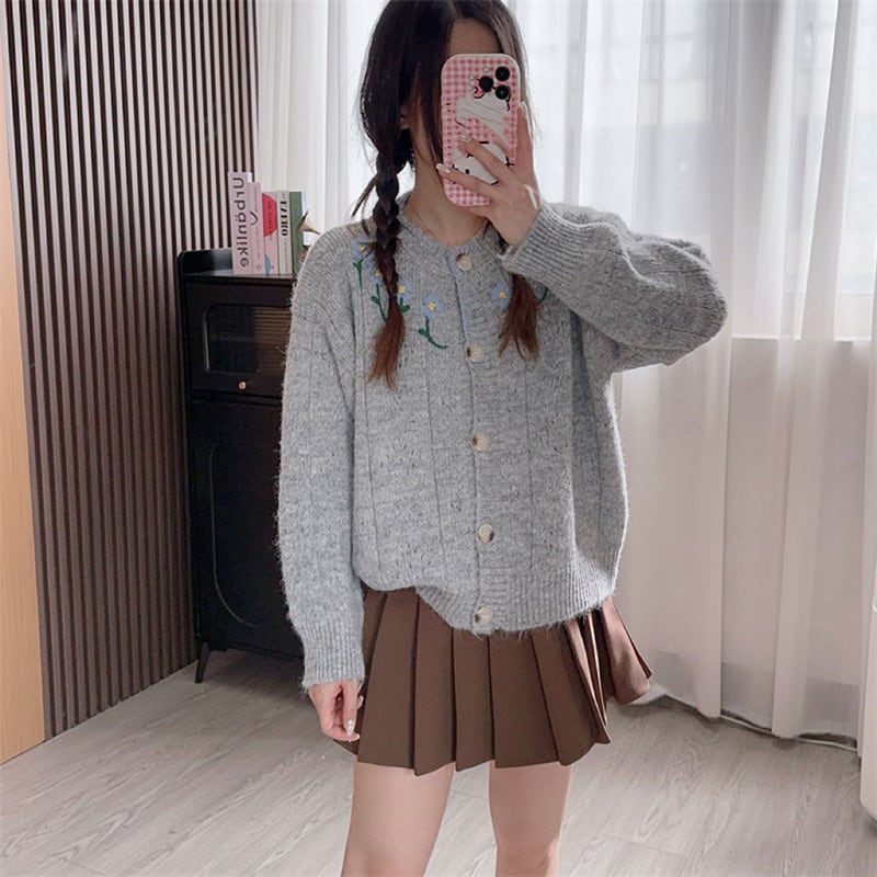 【outer】刺繍ニットカーデ　M25781