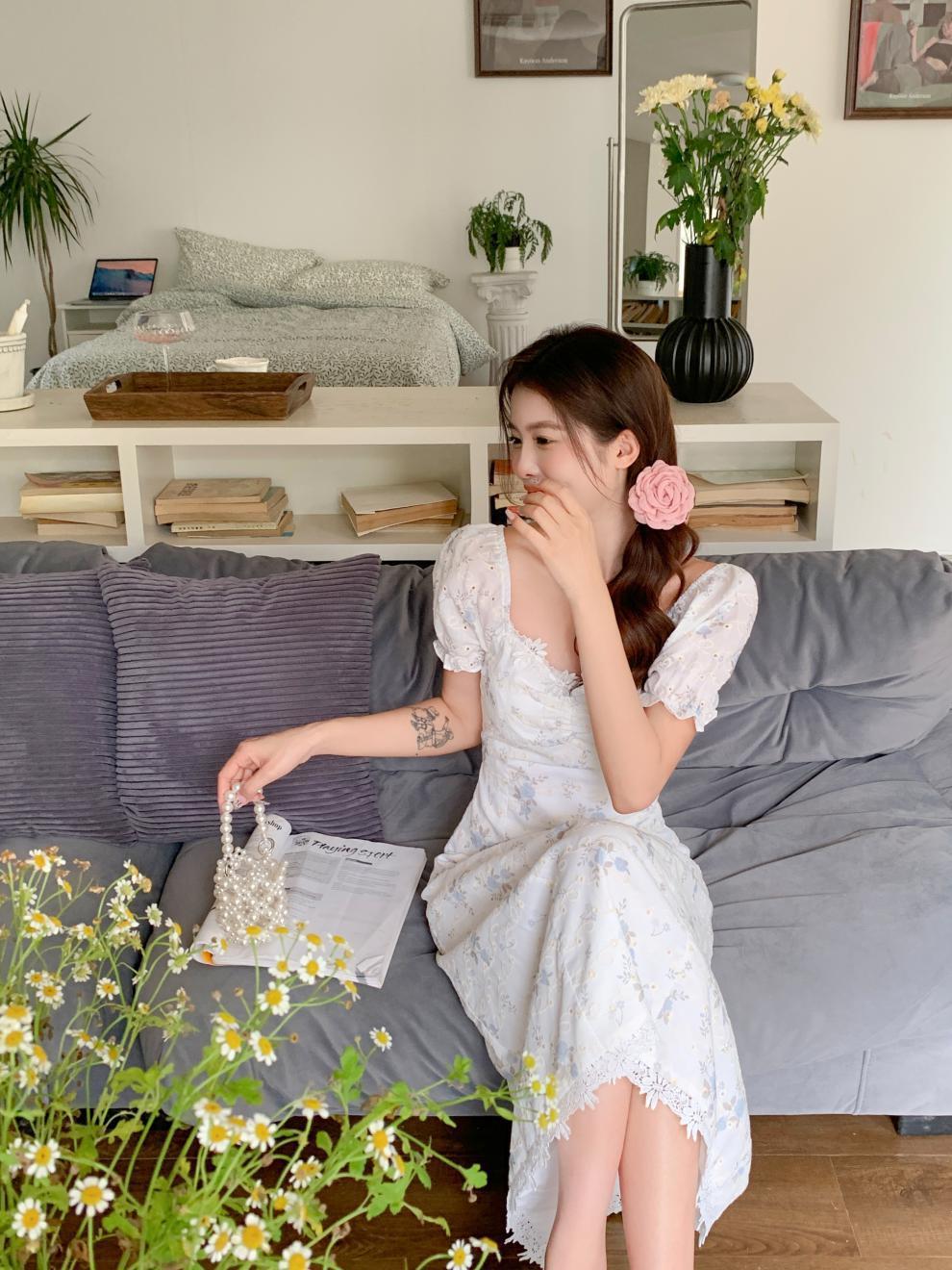 【dress】スウィートスクエアネック花柄ワンピースG21518