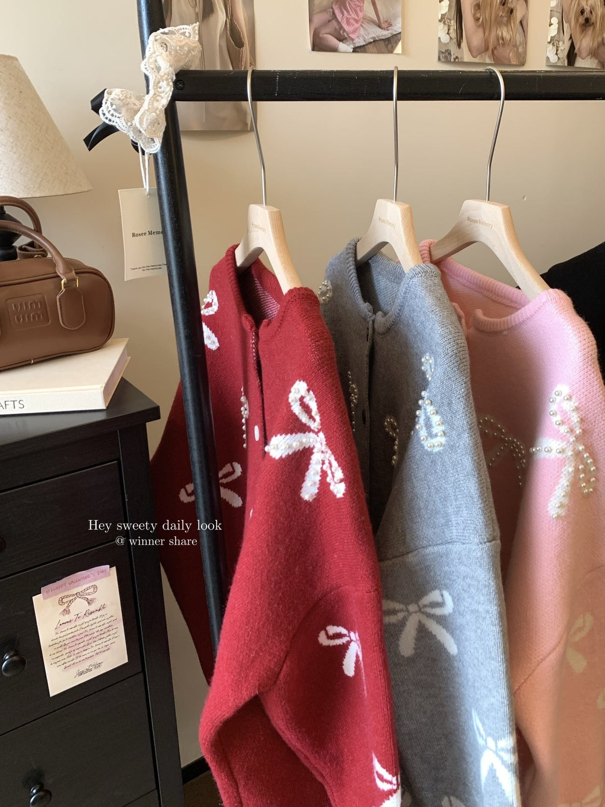 【outer】リボン付きニットカーデ　M26383