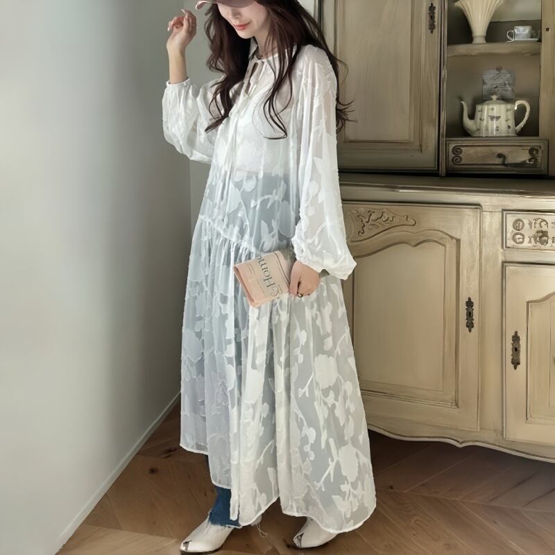 【dress】フリルランタンスリーブワンピース G20313