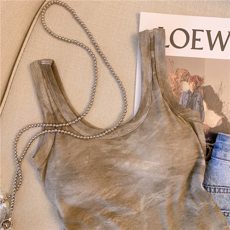 【tops】3色UネックタンクトップF7482