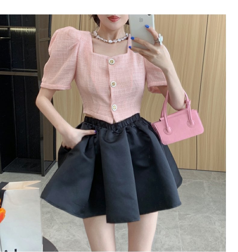 【set】パフスリーブブラウス+スカート２点セットG20680