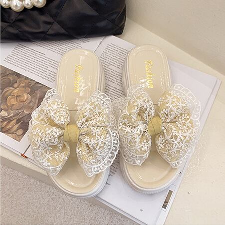 【shoes】INS風一目惚れ！履きやすい合わせやすい3色配色厚底蝶々結びサンダル