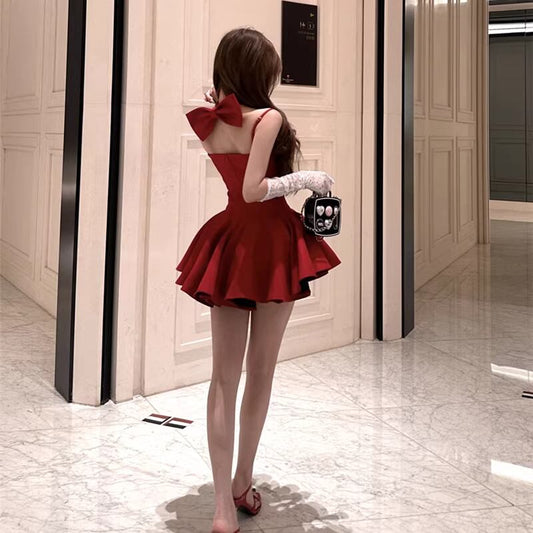 【dress】ネックリボン付きフレアキャミワンピース Q7943