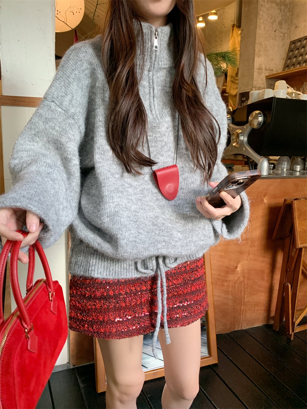 【tops】文字プリントニットセーター　M28849