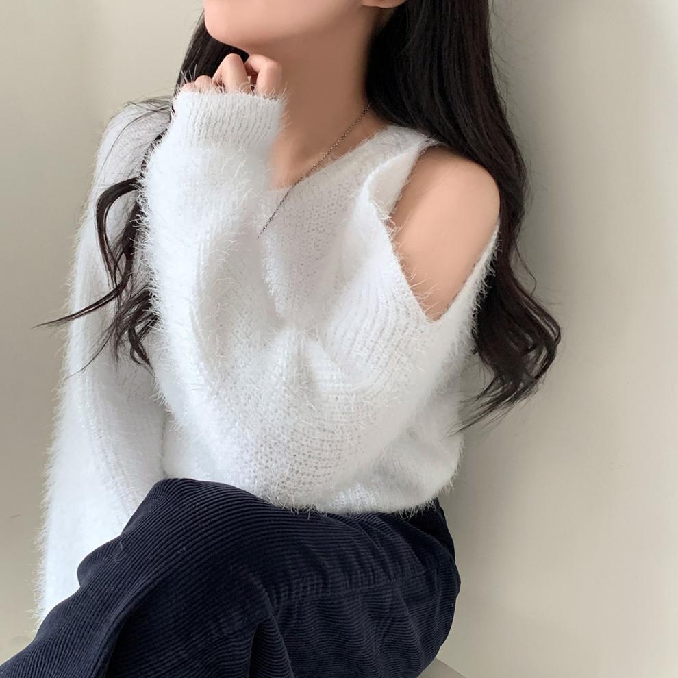 【tops】オフショルダーニットセーター　M26349