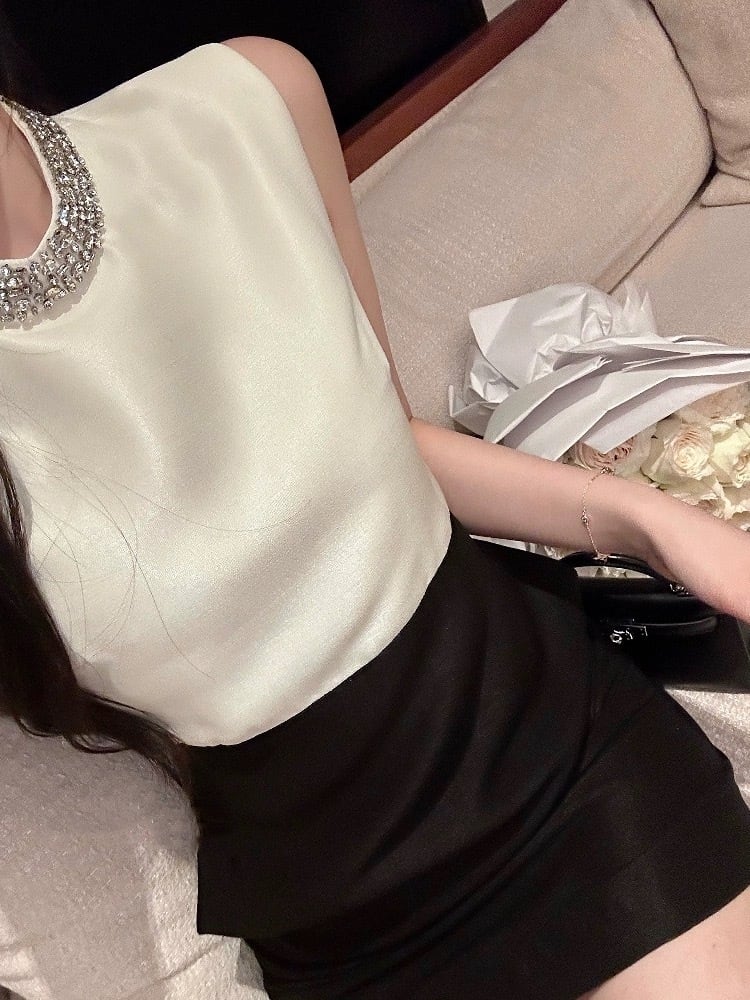 【dress】   ラインストーン付きノースリーブワンピース　M23174