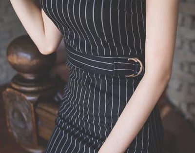 【dress】OL通勤好感度UP!気質満点ストライプ柄 ノースリーブワンピース G0892