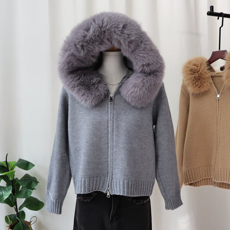 【outer】フードファーニットカーデ　M27632