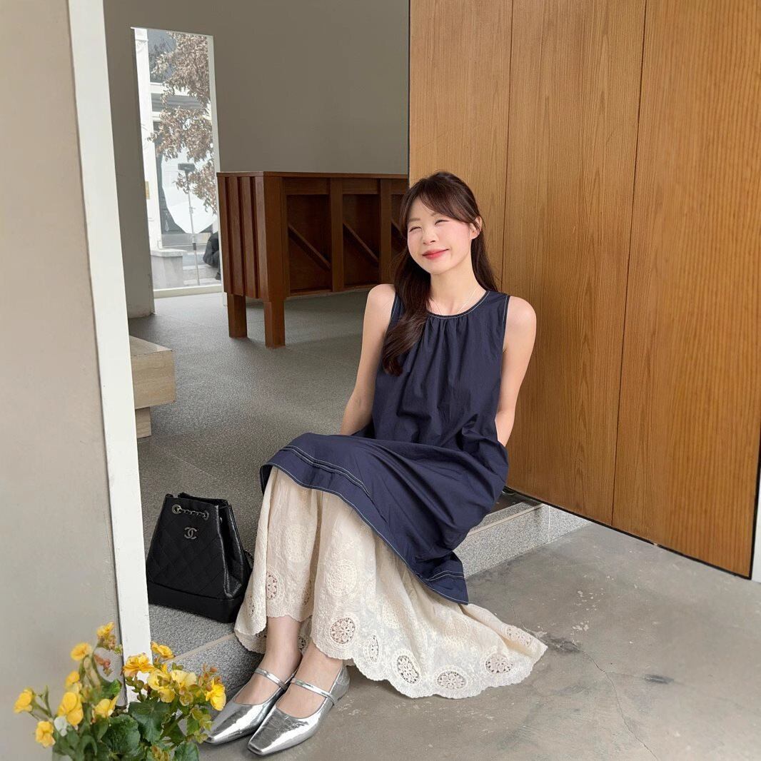 【dress】レース切り替えノースリーブワンピース　M29817