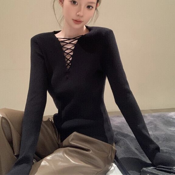 【tops】カットワークニットトップス　M28716