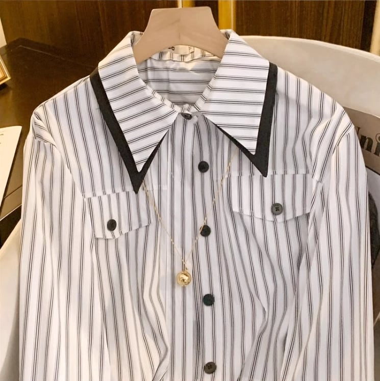 【tops】ストライプ柄ブラウスG20655