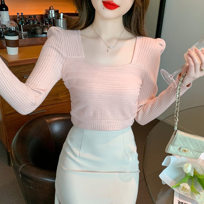 【tops】チュールドッキングニットトップス　M27555