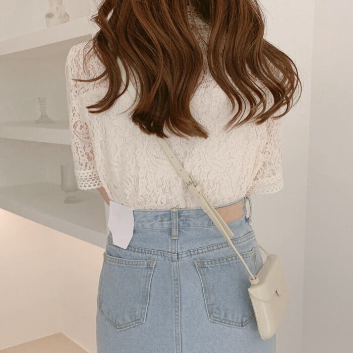 【tops】韓国系スウィート洋気レースINS風Tシャツ