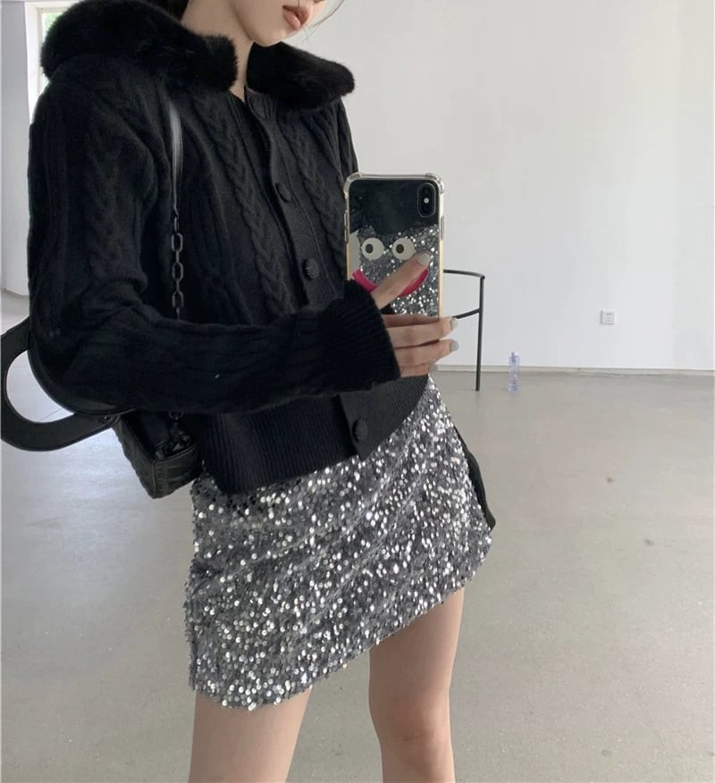 【outer】ファーニットカーデ　M26201